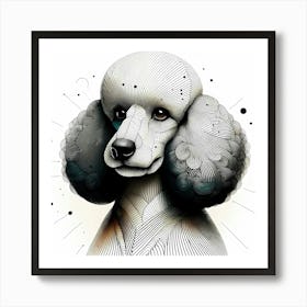 Poodle Dog Head - Abstract Line Art Illustration 107 Art Print