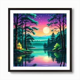 Forest At Night Art Print