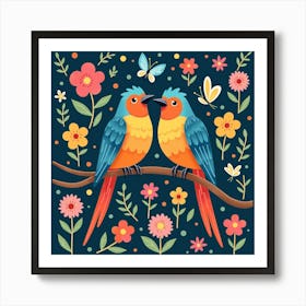 Couple Of Parrots Art Print