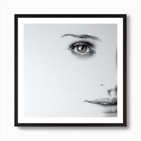 Natalie Portman Pencil Drawing Minimal Black and White Art Print