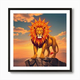 Lion On The Cliff 1 Art Print