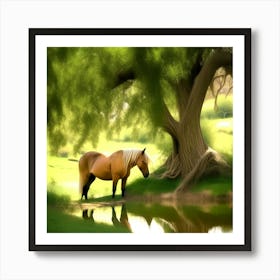 Horse By The Pond Art Print