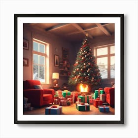 Christmas Tree In The Living Room 53 Art Print