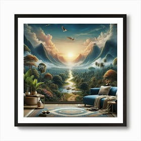 Sunset In The Jungle Art Print