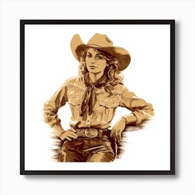 Retro Cowgirl 2 Art Print
