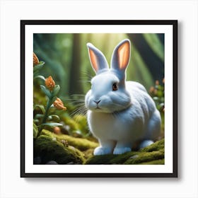 White Rabbit In The Forest 3 Art Print