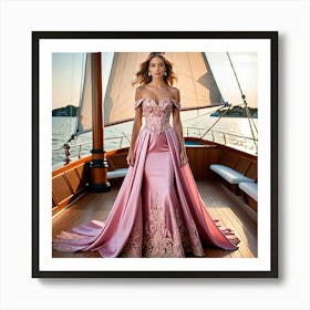 Woman In A Pink Dress 1 Art Print