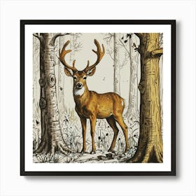 Deer In The Woods 89 Art Print