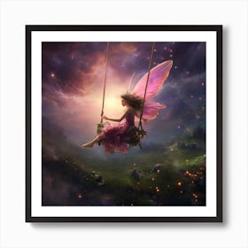 Fairy On Swing Art Print