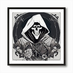 "Embrace the Dark Aesthetic: Mysterious Hooded Skull Art" Art Print