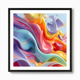 Cascade Of Colourful Waves Abstract Art Print