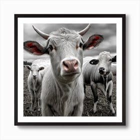 Cows In A Field Art Print