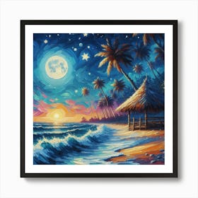 Night At The Beach 1 Art Print