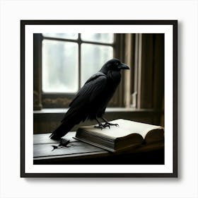 Raven Sitting On Book 1 Póster