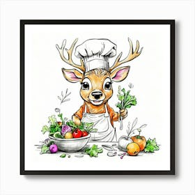 Chef Deer 20 Art Print