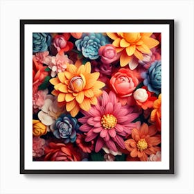 Abstract Flowers Art Print