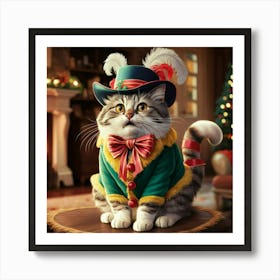 Christmas Cat Art Print