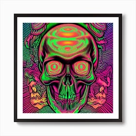Skull Psychedelic Art Art Print