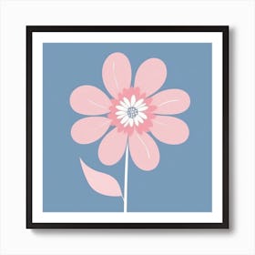 A White And Pink Flower In Minimalist Style Square Composition 106 Art Print