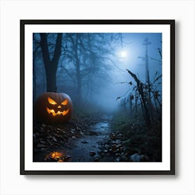 Haunting Halloween Greetings On A Misty Night (22) Art Print