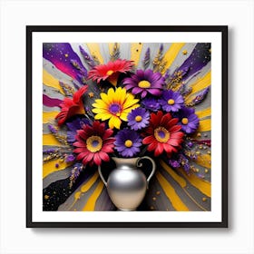 Colorful Flowers In A Vase 7 Art Print