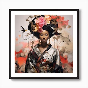 Modern Geisha - Surrealism Collage Art Print