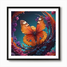 Butterfly In A Flower Art Print