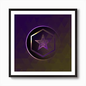 Geometric Neon Glyph on Jewel Tone Triangle Pattern 425 Art Print