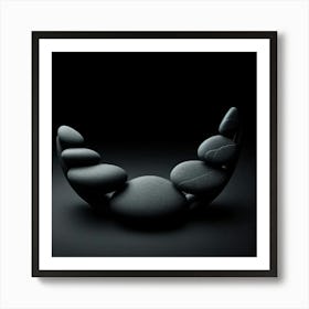 Pebbles On Black Background Art Print