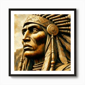 Bronze Native American Abstract Statue 3 Copy Art Print