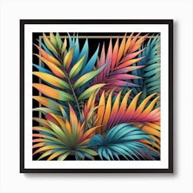 Tropical Leaves In A Frame Art Print