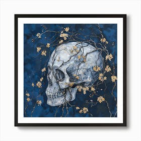 Skull With Blossoms Art Print