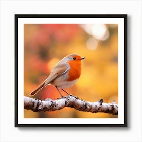 Red Capped Robin On A Branch Art Print