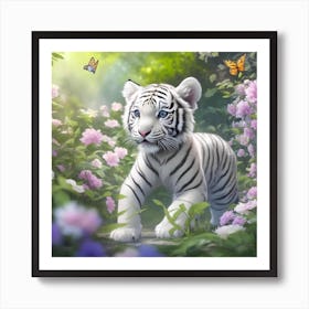 White Tiger Cub 1 Art Print