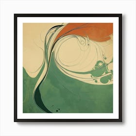 Vintage Abstract wave painting Art Print