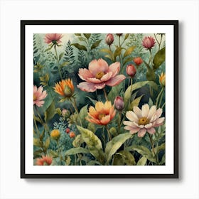 Watercolor Flowers Art Print