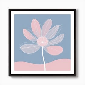 A White And Pink Flower In Minimalist Style Square Composition 657 Art Print