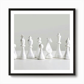 White Chess Pieces Art Print