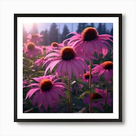 Echinacea Is Easily Identifiable With Its Pink Ish Purple Petals And Large Rust Colored Centers Art Print