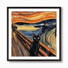 Edvard Munch black cat scream Art Print