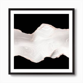 White & Rose Gold Glitter Agate Texture 03 Art Print