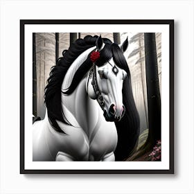 White Horse In The Woods Art Print
