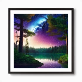 Night Sky In The Forest Art Print