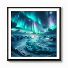 Aurora Over Snowy Peaks04 Art Print