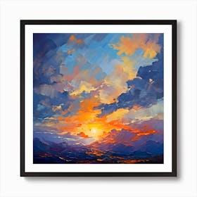 Abstract Colorful Mountain Sunset Art Print