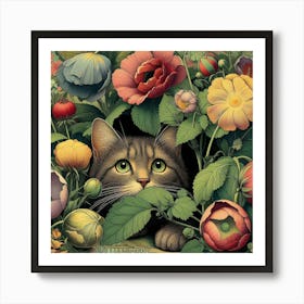 Cat In The Garden 2 Art Print