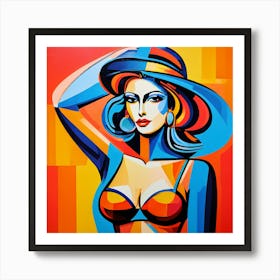 Abstract Bikini Woman Colorful Art Print