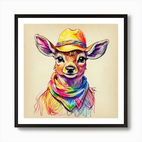 Deer In A Hat 9 Art Print