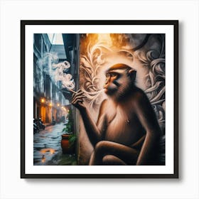 Monkey Smoking A Cigarette Art Print