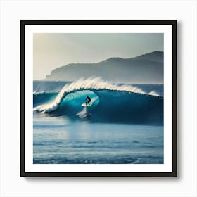 Surfer Riding A Wave Art Print